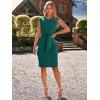 imageSimplee Womens Work Business Bodycon Midi Dress Elegant Fall Crew Neck Cap Sleeve Semi Formal Office Cocktail Sheath DressesPeacock Green