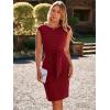 imageSimplee Womens Work Business Bodycon Midi Dress Elegant Fall Crew Neck Cap Sleeve Semi Formal Office Cocktail Sheath DressesWine Red
