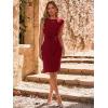 imageSimplee Womens Work Business Bodycon Midi Dress Elegant Fall Crew Neck Cap Sleeve Semi Formal Office Cocktail Sheath DressesWine Red