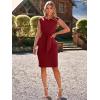 imageSimplee Womens Work Business Bodycon Midi Dress Elegant Fall Crew Neck Cap Sleeve Semi Formal Office Cocktail Sheath DressesWine Red