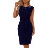 imageSimplee Womens Work Business Bodycon Midi Dress Elegant Fall Crew Neck Cap Sleeve Semi Formal Office Cocktail Sheath DressesNavy