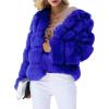 imageSimplee Women Luxury Winter Warm Fluffy Faux Fur Short Coat Jacket Parka Outwear1 Dark Blue