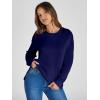 imageSimplee Womens Sweatshirt Long Sleeve Crewneck Striped Sweatshirt for Women 2024 Trendy Fall Tops Pullover SweatshirtsSolidnavy Blue