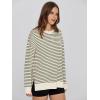 imageSimplee Womens Sweatshirt Long Sleeve Crewneck Striped Sweatshirt for Women 2024 Trendy Fall Tops Pullover SweatshirtsStripedarmy Green