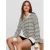 imageSimplee Womens Sweatshirt Long Sleeve Crewneck Striped Sweatshirt for Women 2024 Trendy Fall Tops Pullover SweatshirtsStripedblack