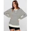 imageSimplee Womens Sweatshirt Long Sleeve Crewneck Striped Sweatshirt for Women 2024 Trendy Fall Tops Pullover SweatshirtsStripedblack