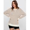 imageSimplee Womens Sweatshirt Long Sleeve Crewneck Striped Sweatshirt for Women 2024 Trendy Fall Tops Pullover SweatshirtsStripedbrown