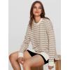imageSimplee Womens Sweatshirt Long Sleeve Crewneck Striped Sweatshirt for Women 2024 Trendy Fall Tops Pullover SweatshirtsStripedbrown