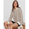 imageSimplee Womens Sweatshirt Long Sleeve Crewneck Striped Sweatshirt for Women 2024 Trendy Fall Tops Pullover SweatshirtsStripedcoffee