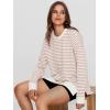 imageSimplee Womens Sweatshirt Long Sleeve Crewneck Striped Sweatshirt for Women 2024 Trendy Fall Tops Pullover SweatshirtsStripedcream Tan