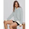 imageSimplee Womens Sweatshirt Long Sleeve Crewneck Striped Sweatshirt for Women 2024 Trendy Fall Tops Pullover SweatshirtsStripedgrey Blue