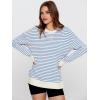 imageSimplee Womens Sweatshirt Long Sleeve Crewneck Striped Sweatshirt for Women 2024 Trendy Fall Tops Pullover SweatshirtsStripedlight Blue