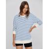 imageSimplee Womens Sweatshirt Long Sleeve Crewneck Striped Sweatshirt for Women 2024 Trendy Fall Tops Pullover SweatshirtsStripedlight Blue