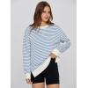 imageSimplee Womens Sweatshirt Long Sleeve Crewneck Striped Sweatshirt for Women 2024 Trendy Fall Tops Pullover SweatshirtsStripedlight Blue