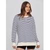 imageSimplee Womens Sweatshirt Long Sleeve Crewneck Striped Sweatshirt for Women 2024 Trendy Fall Tops Pullover SweatshirtsStripednavy Blue