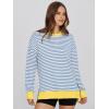imageSimplee Womens Sweatshirt Long Sleeve Crewneck Striped Sweatshirt for Women 2024 Trendy Fall Tops Pullover SweatshirtsStripedyellow Block