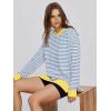 imageSimplee Womens Sweatshirt Long Sleeve Crewneck Striped Sweatshirt for Women 2024 Trendy Fall Tops Pullover SweatshirtsStripedyellow Block
