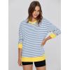 imageSimplee Womens Sweatshirt Long Sleeve Crewneck Striped Sweatshirt for Women 2024 Trendy Fall Tops Pullover SweatshirtsStripedyellow Block