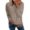 imageSimplee Womens Sweatshirt Long Sleeve Crewneck Striped Sweatshirt for Women 2024 Trendy Fall Tops Pullover SweatshirtsStripedchocolate Brown