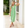 imageSimplee Women Button Striped Summer Dress Knit Casual Cap Sleeve VNeck Midi Comfy Travel Dresses 2025 TrendyLight Green