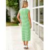 imageSimplee Women Button Striped Summer Dress Knit Casual Cap Sleeve VNeck Midi Comfy Travel Dresses 2025 TrendyLight Green