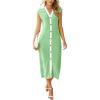 imageSimplee Women Button Striped Summer Dress Knit Casual Cap Sleeve VNeck Midi Comfy Travel Dresses 2025 TrendyLight Green