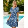 imageSimplee Womens Summer Denim Dress Casual Short Sleeve Mini Dress Boho Beach Flowy Tiered Short Jean Dresses with PocketsDenim Floral 1