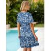 imageSimplee Womens Summer Denim Dress Casual Short Sleeve Mini Dress Boho Beach Flowy Tiered Short Jean Dresses with PocketsDenim Floral 1