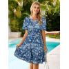 imageSimplee Womens Summer Denim Dress Casual Short Sleeve Mini Dress Boho Beach Flowy Tiered Short Jean Dresses with PocketsDenim Floral 1