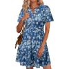 imageSimplee Womens Summer Denim Dress Casual Short Sleeve Mini Dress Boho Beach Flowy Tiered Short Jean Dresses with PocketsDenim Floral 1
