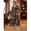 imageSimplee Womens Boho Floral Maxi Dress Flowy Casual V Neck Short Sleeve Wedding Guest Holiday Beach Long Dress2brownlong Sleeve
