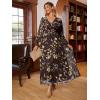 imageSimplee Womens Boho Floral Maxi Dress Flowy Casual V Neck Short Sleeve Wedding Guest Holiday Beach Long Dress2brownlong Sleeve