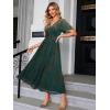 imageSimplee Womens V Neck Velvet Maxi Dress Short Sleeve Empire Waist Long Formal Dress for Wedding Guest4green Gold Floral