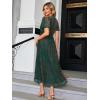 imageSimplee Womens V Neck Velvet Maxi Dress Short Sleeve Empire Waist Long Formal Dress for Wedding Guest4green Gold Floral
