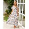 imageSimplee Womens Floral Maxi Dress Short Sleeve Summer Boho Wedding Guest Dress Empire Waist Chiffon Modest Midi DressesBeige Floral