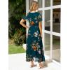 imageSimplee Womens Floral Maxi Dress Short Sleeve Summer Boho Wedding Guest Dress Empire Waist Chiffon Modest Midi DressesEmerald Green Floral