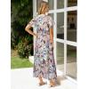 imageSimplee Womens Floral Maxi Dress Short Sleeve Summer Boho Wedding Guest Dress Empire Waist Chiffon Modest Midi DressesGreen Floral