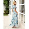 imageSimplee Womens Summer Floral Casual Maxi Dresses Flutter Short Sleeve Crew Neck Smocked Chiffon Boho Flowy DressFloral Blue 3