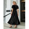 imageSimplee Womens V Neck Velvet Maxi Dress Short Sleeve Empire Waist Long Formal Dress for Wedding Guest4black