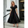 imageSimplee Womens V Neck Velvet Maxi Dress Short Sleeve Empire Waist Long Formal Dress for Wedding Guest4black