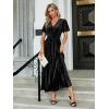 imageSimplee Womens V Neck Velvet Maxi Dress Short Sleeve Empire Waist Long Formal Dress for Wedding Guest4black