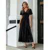 imageSimplee Womens V Neck Velvet Maxi Dress Short Sleeve Empire Waist Long Formal Dress for Wedding Guest4black