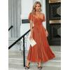 imageSimplee Womens V Neck Velvet Maxi Dress Short Sleeve Empire Waist Long Formal Dress for Wedding Guest4burnt Orange