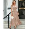 imageSimplee Womens V Neck Velvet Maxi Dress Short Sleeve Empire Waist Long Formal Dress for Wedding Guest4champagne