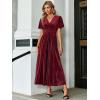 imageSimplee Womens V Neck Velvet Maxi Dress Short Sleeve Empire Waist Long Formal Dress for Wedding Guest4dark Pink