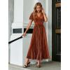 imageSimplee Womens V Neck Velvet Maxi Dress Short Sleeve Empire Waist Long Formal Dress for Wedding Guest4earthy Orange