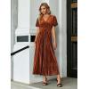 imageSimplee Womens V Neck Velvet Maxi Dress Short Sleeve Empire Waist Long Formal Dress for Wedding Guest4earthy Orange