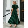 imageSimplee Womens V Neck Velvet Maxi Dress Short Sleeve Empire Waist Long Formal Dress for Wedding Guest4emerald Green