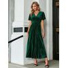 imageSimplee Womens V Neck Velvet Maxi Dress Short Sleeve Empire Waist Long Formal Dress for Wedding Guest4green