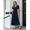 imageSimplee Womens V Neck Velvet Maxi Dress Short Sleeve Empire Waist Long Formal Dress for Wedding Guest4navy Blue